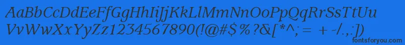 フォントExpositionMediumSsiMediumItalic – 黒い文字の青い背景