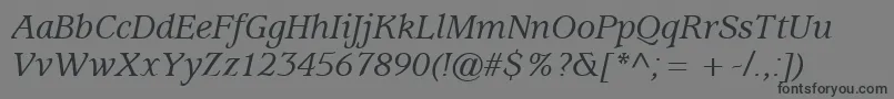 Шрифт ExpositionMediumSsiMediumItalic – чёрные шрифты на сером фоне