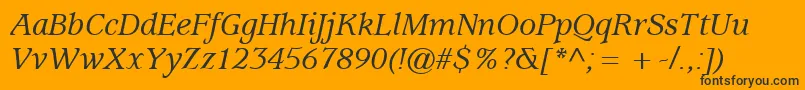 ExpositionMediumSsiMediumItalic-fontti – mustat fontit oranssilla taustalla