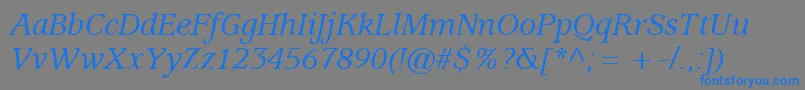 フォントExpositionMediumSsiMediumItalic – 灰色の背景に青い文字
