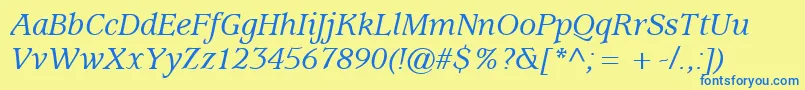 Шрифт ExpositionMediumSsiMediumItalic – синие шрифты на жёлтом фоне