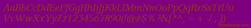 ExpositionMediumSsiMediumItalic-fontti – ruskeat fontit violetilla taustalla