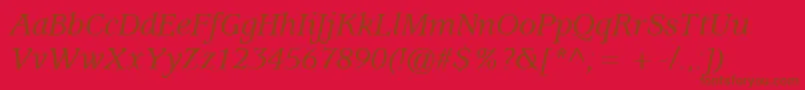ExpositionMediumSsiMediumItalic-fontti – ruskeat fontit punaisella taustalla