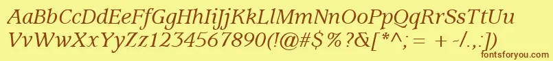 ExpositionMediumSsiMediumItalic-fontti – ruskeat fontit keltaisella taustalla