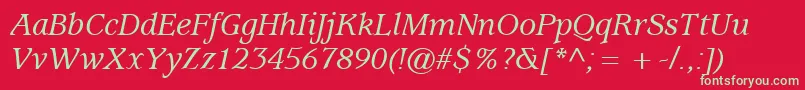 ExpositionMediumSsiMediumItalic-fontti – vihreät fontit punaisella taustalla