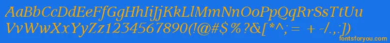 ExpositionMediumSsiMediumItalic Font – Orange Fonts on Blue Background