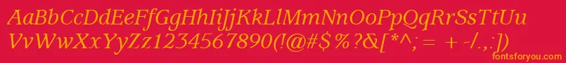 フォントExpositionMediumSsiMediumItalic – 赤い背景にオレンジの文字