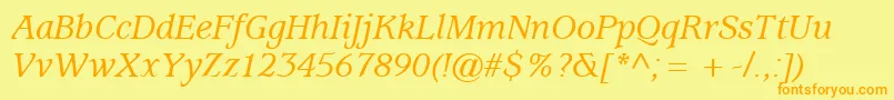 Шрифт ExpositionMediumSsiMediumItalic – оранжевые шрифты на жёлтом фоне