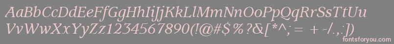 Шрифт ExpositionMediumSsiMediumItalic – розовые шрифты на сером фоне