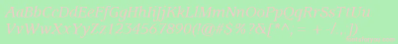 Fonte ExpositionMediumSsiMediumItalic – fontes rosa em um fundo verde