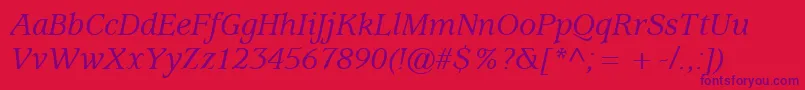 ExpositionMediumSsiMediumItalic-Schriftart – Violette Schriften auf rotem Hintergrund
