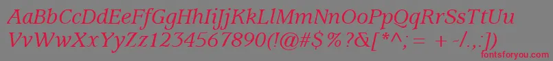 ExpositionMediumSsiMediumItalic Font – Red Fonts on Gray Background