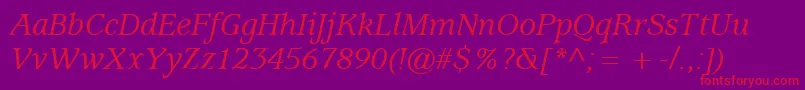 ExpositionMediumSsiMediumItalic Font – Red Fonts on Purple Background
