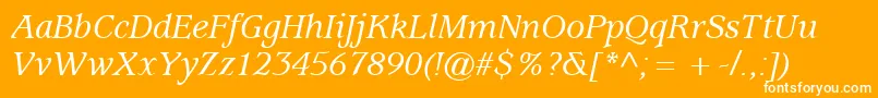 ExpositionMediumSsiMediumItalic-fontti – valkoiset fontit oranssilla taustalla