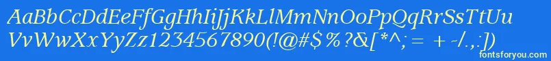 ExpositionMediumSsiMediumItalic Font – Yellow Fonts on Blue Background