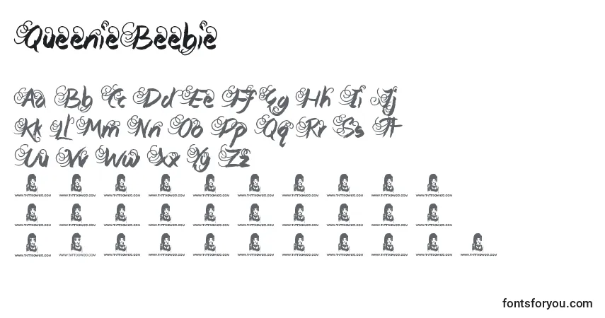 Schriftart QueenieBeebie – Alphabet, Zahlen, spezielle Symbole