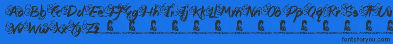 QueenieBeebie Font – Black Fonts on Blue Background