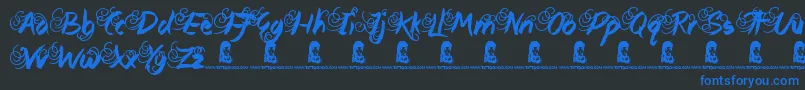 Шрифт QueenieBeebie – синие шрифты на чёрном фоне