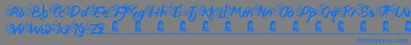 Шрифт QueenieBeebie – синие шрифты на сером фоне