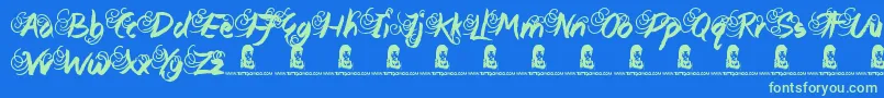 QueenieBeebie Font – Green Fonts on Blue Background
