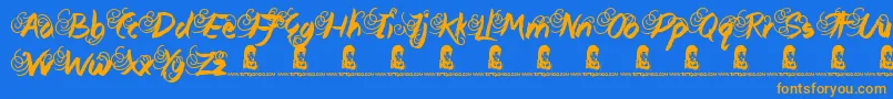 Fonte QueenieBeebie – fontes laranjas em um fundo azul