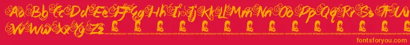 QueenieBeebie Font – Orange Fonts on Red Background