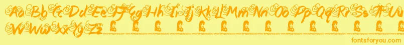 QueenieBeebie Font – Orange Fonts on Yellow Background