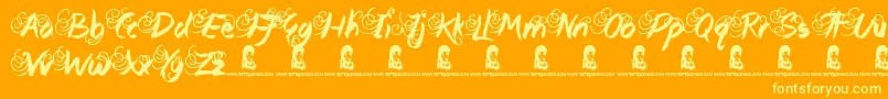 Шрифт QueenieBeebie – жёлтые шрифты на оранжевом фоне