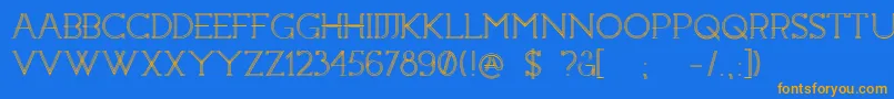 フォントConstrocktion – オレンジ色の文字が青い背景にあります。