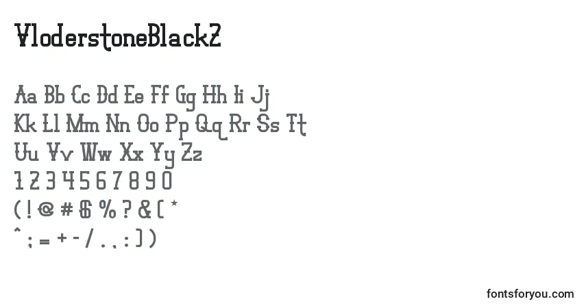A fonte VloderstoneBlack2 – alfabeto, números, caracteres especiais