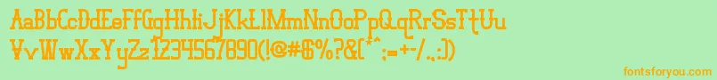 フォントVloderstoneBlack2 – オレンジの文字が緑の背景にあります。