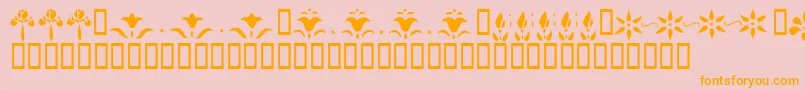フォントKrFleurFlairLines – オレンジの文字がピンクの背景にあります。