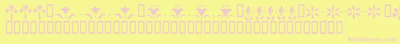 KrFleurFlairLines-fontti – vaaleanpunaiset fontit keltaisella taustalla