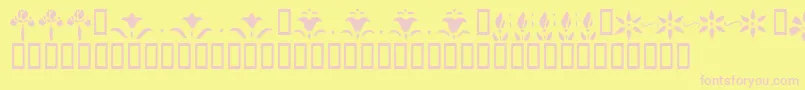 KrFleurFlairLines-Schriftart – Rosa Schriften auf gelbem Hintergrund