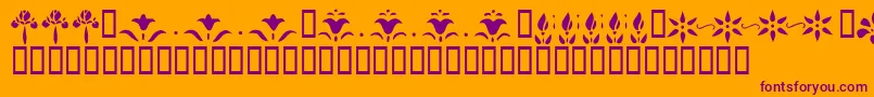 KrFleurFlairLines-Schriftart – Violette Schriften auf orangefarbenem Hintergrund