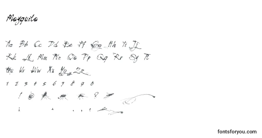 A fonte Mosquito – alfabeto, números, caracteres especiais