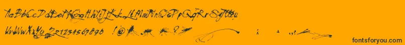 Mosquito-Schriftart – Schwarze Schriften auf orangefarbenem Hintergrund