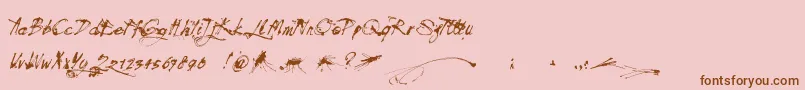 Mosquito-Schriftart – Braune Schriften auf rosa Hintergrund