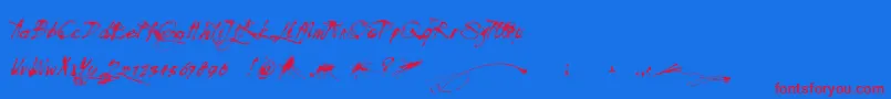 Mosquito-Schriftart – Rote Schriften auf blauem Hintergrund