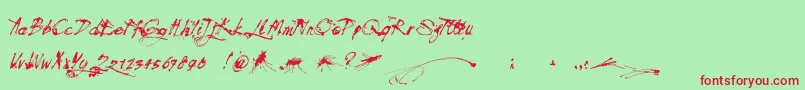 Mosquito-Schriftart – Rote Schriften auf grünem Hintergrund