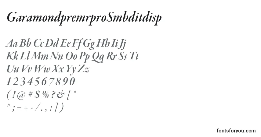 Czcionka GaramondpremrproSmbditdisp – alfabet, cyfry, specjalne znaki