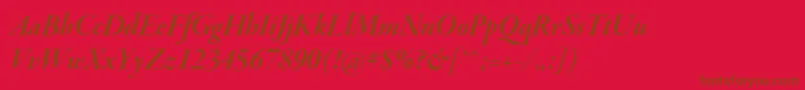 Więcej informacji o czcionce GaramondpremrproSmbditdisp Czcionka GaramondpremrproSmbditdisp – brązowe czcionki na czerwonym tle