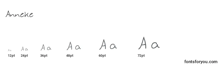 Размеры шрифта Anneke