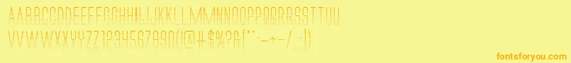 フォントAlienleagueiigrad – オレンジの文字が黄色の背景にあります。