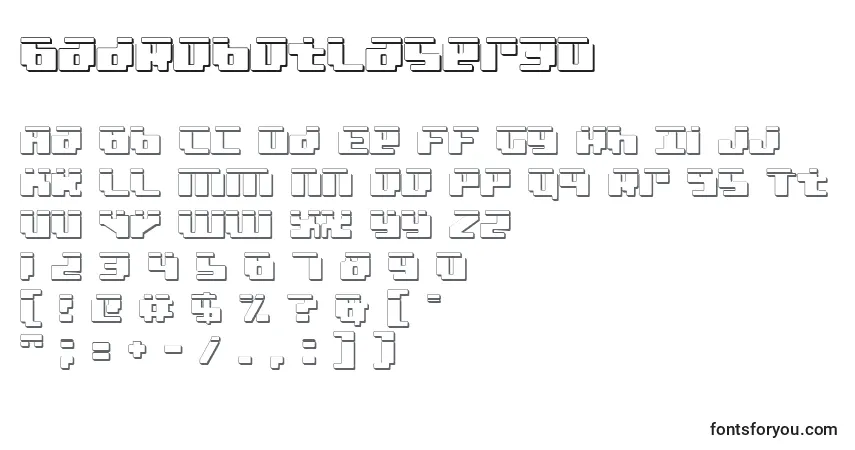 Czcionka BadRobotLaser3D – alfabet, cyfry, specjalne znaki