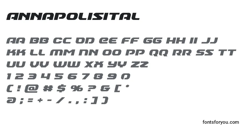 Schriftart Annapolisital – Alphabet, Zahlen, spezielle Symbole