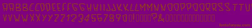 Więcej informacji o czcionce Pwscaredfont Czcionka Pwscaredfont – brązowe czcionki na fioletowym tle