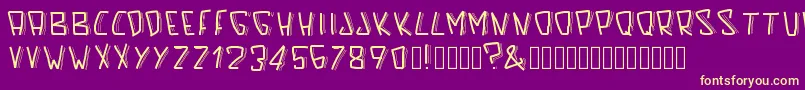 Pwscaredfont-fontti – keltaiset fontit violetilla taustalla