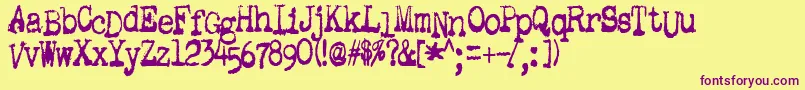 GutterVomit Font – Purple Fonts on Yellow Background