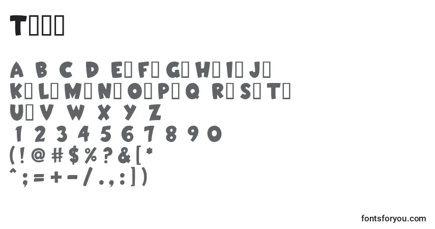 Czcionka Toon – alfabet, cyfry, specjalne znaki